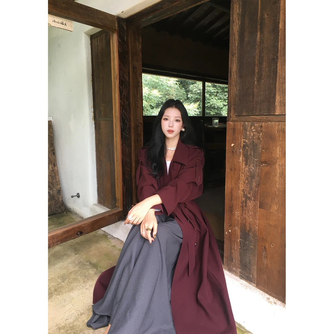 ICELOLLY巨好看高级感风衣外套女2025新款秋季穿搭小个子长款大衣