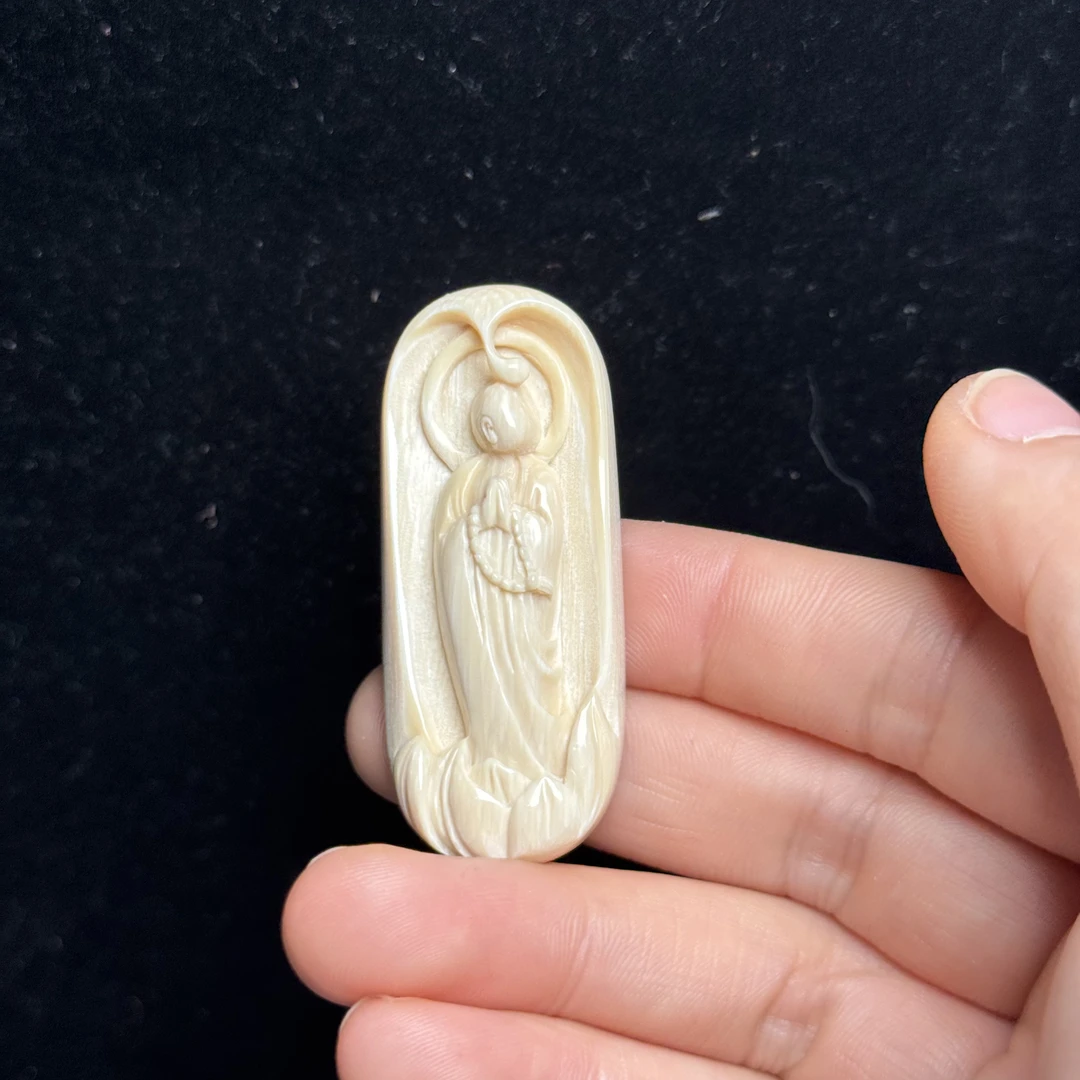 K9453天然猛犸牙 无相佛雕刻件 22*52*10mm支持鉴定 假一罚四