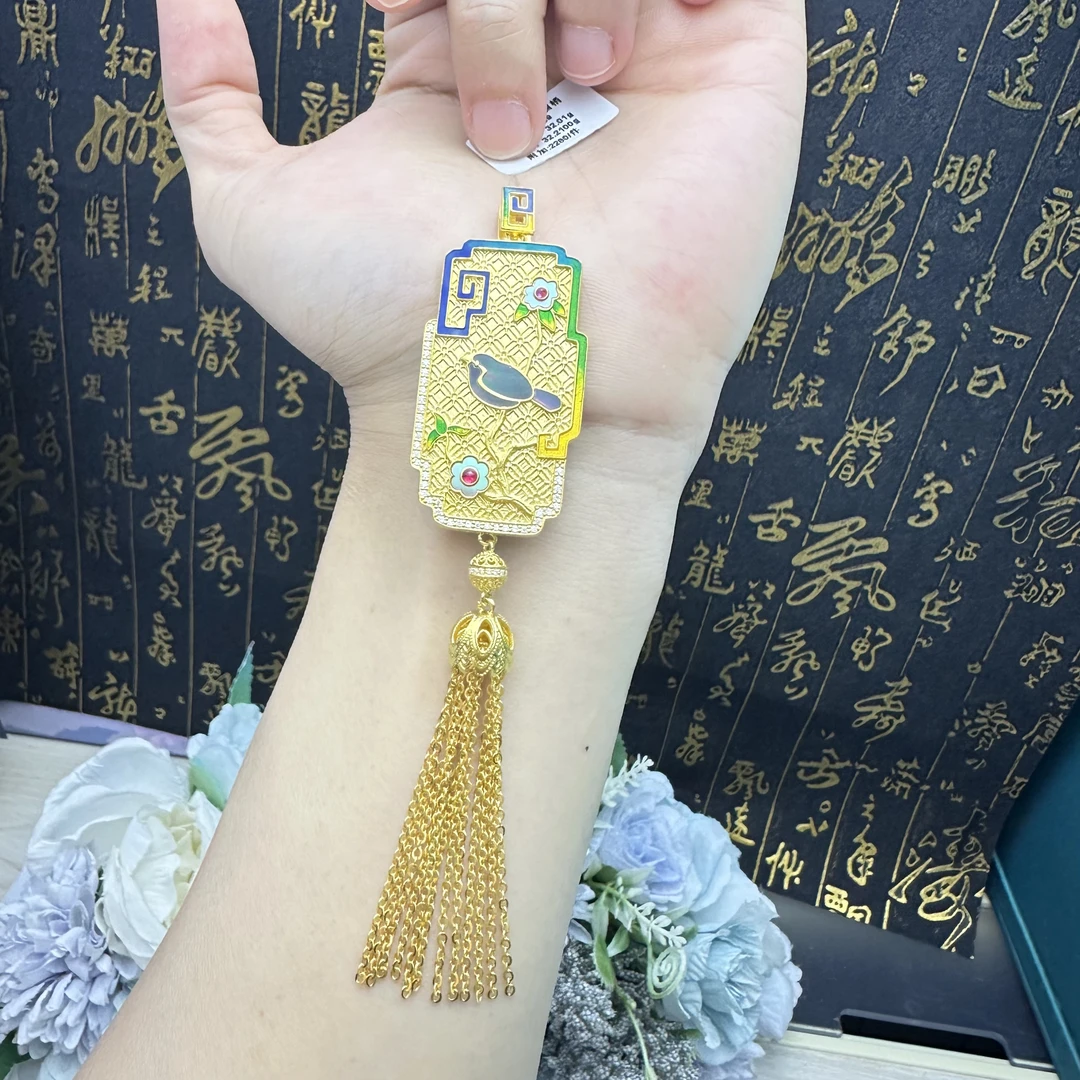 足金999镶嵌喜上眉梢吊坠