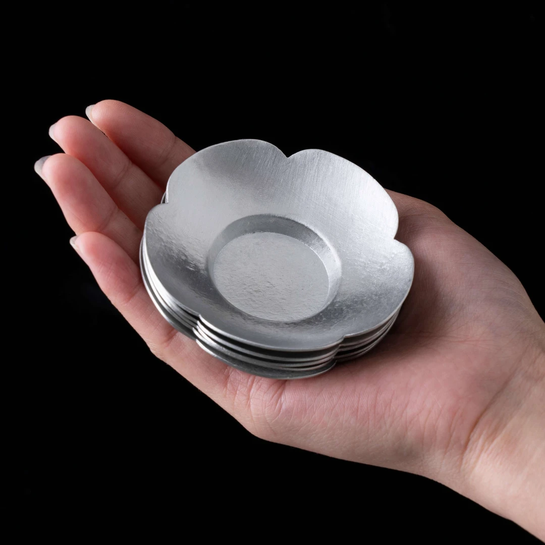 VANX梵星器皿 | 纯锡杯垫茶杯托花瓣形锡茶托壶垫茶道零配件