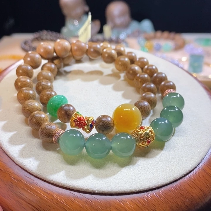 翡翠未镶嵌吊坠(不含链)翡翠特色双圈手串