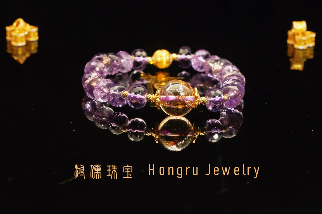 HRU［星耀］钻切天然紫水晶18k金手串（天然珠宝多样性发）