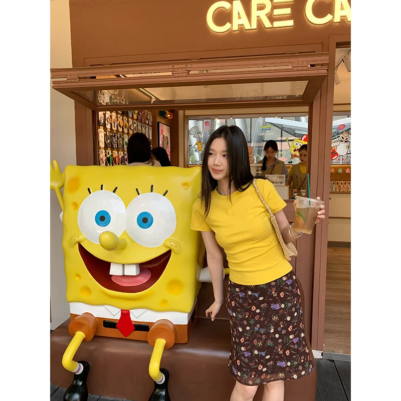 YOKLASS少女家 白色显瘦圆领短袖T恤春夏季百搭修身上衣 T30828S5