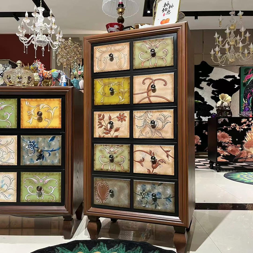 【喜悦家具】KH复古彩绘五斗柜 60*40*120