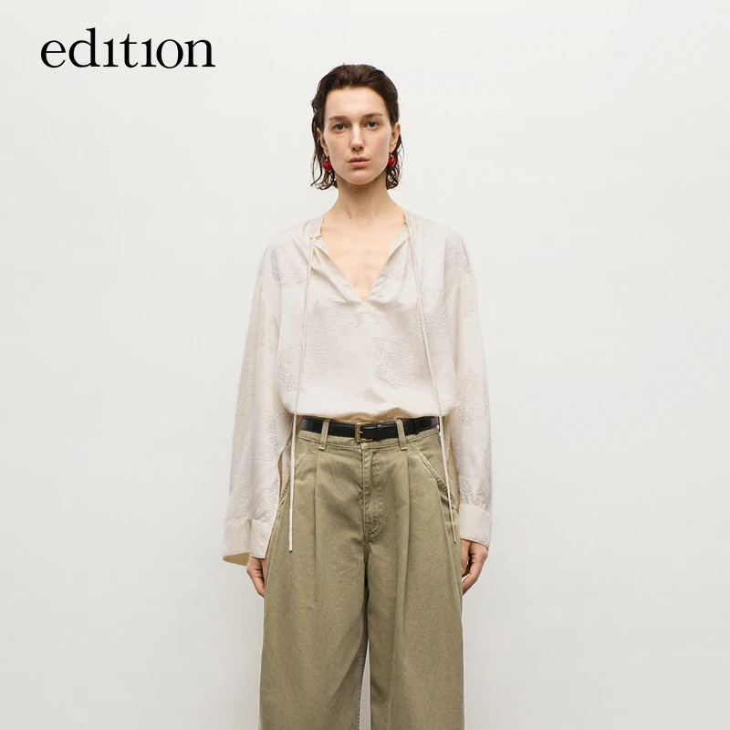 【商场同款】edition秋季款东方提花桑蚕丝衬衣#EBD3TOP008