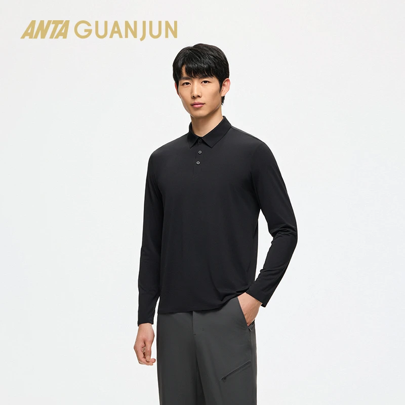 安踏冠军全天候系列商务通勤冰肤透气舒适男款城市轻旅长袖针织衫