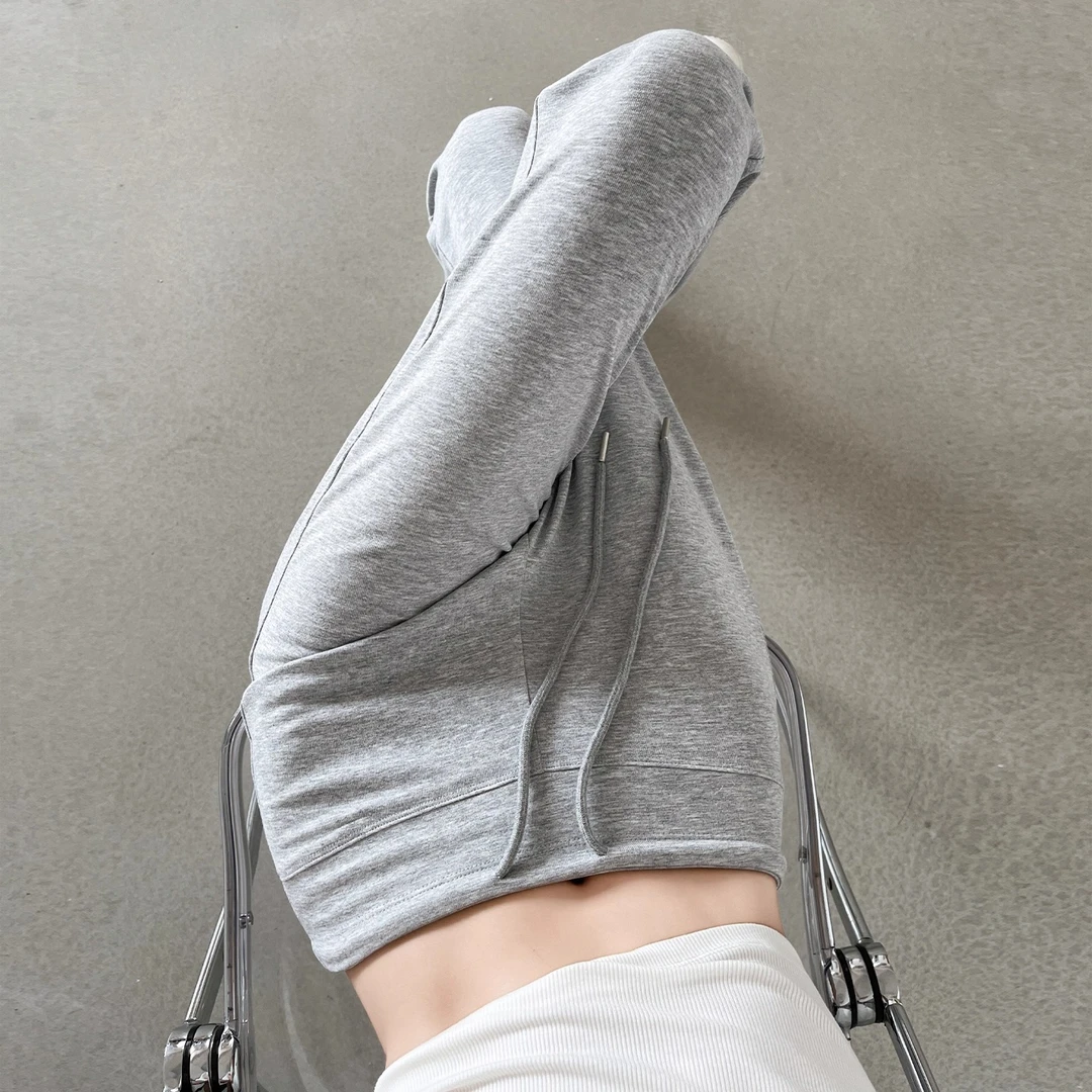 LULU运动微喇裤女夏季薄小个子阔腿显瘦喇叭裤美式提臀休闲垂垂裤