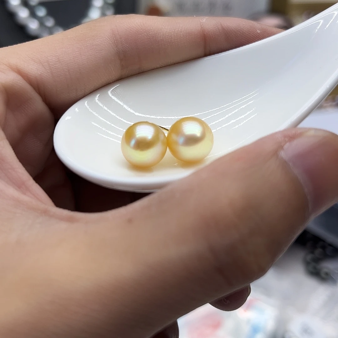 银S925镶嵌海水珍珠耳饰