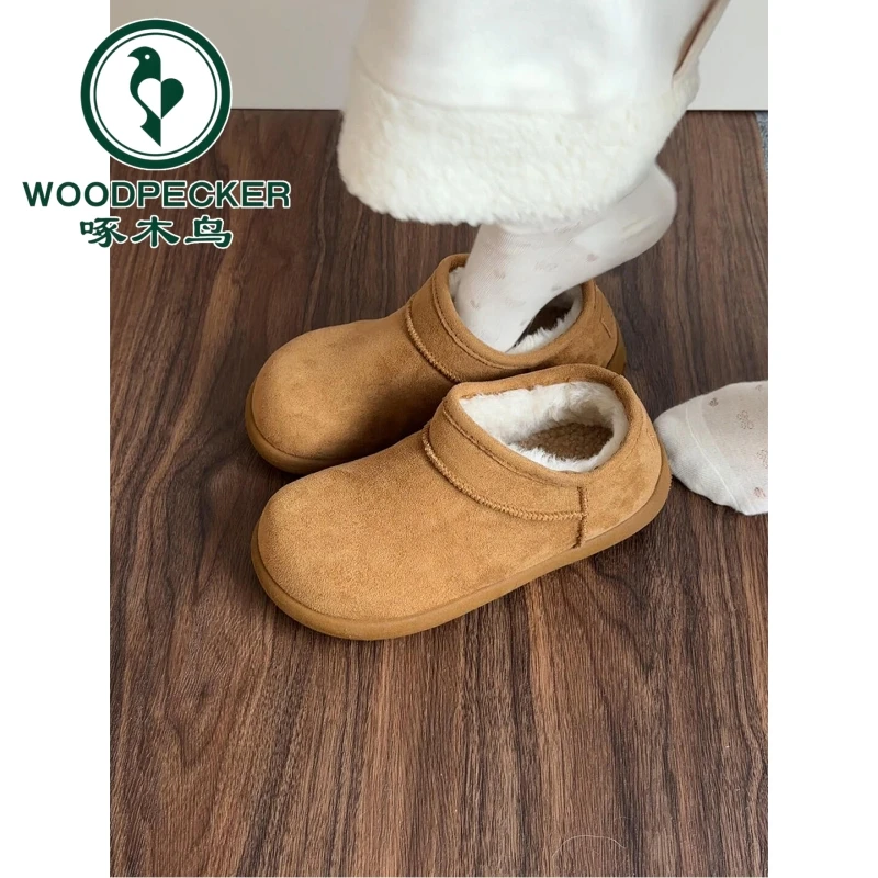 啄木鸟厚底雪地靴女小土豆加绒保暖毛毛勃肯鞋冬季懒人一脚蹬短靴