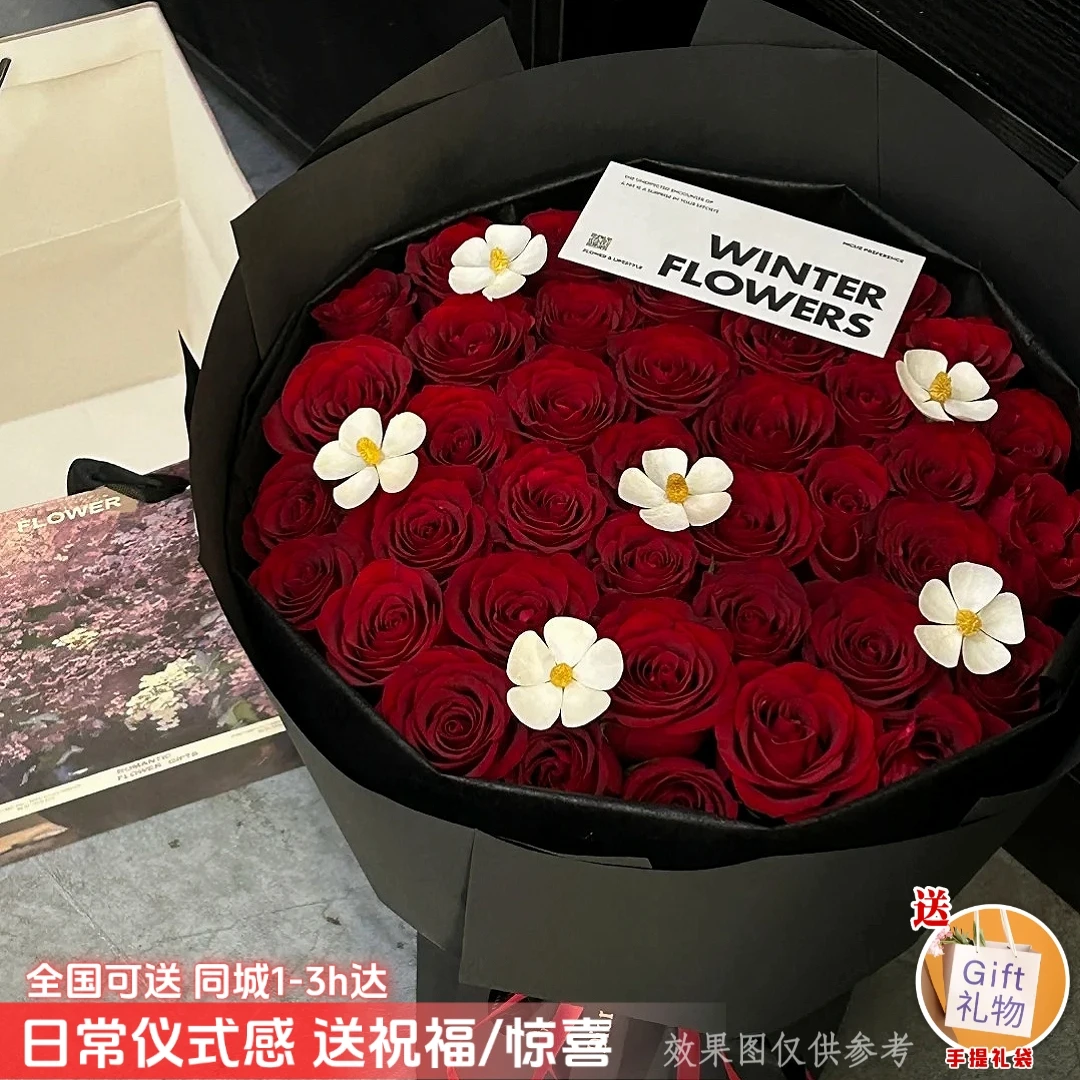 【露雪专属❤玫瑰的故事】33枝红玫瑰鲜花花束生日约会送女友送闺蜜对象鲜花小时达鲜花店同城送花上门免费配送
