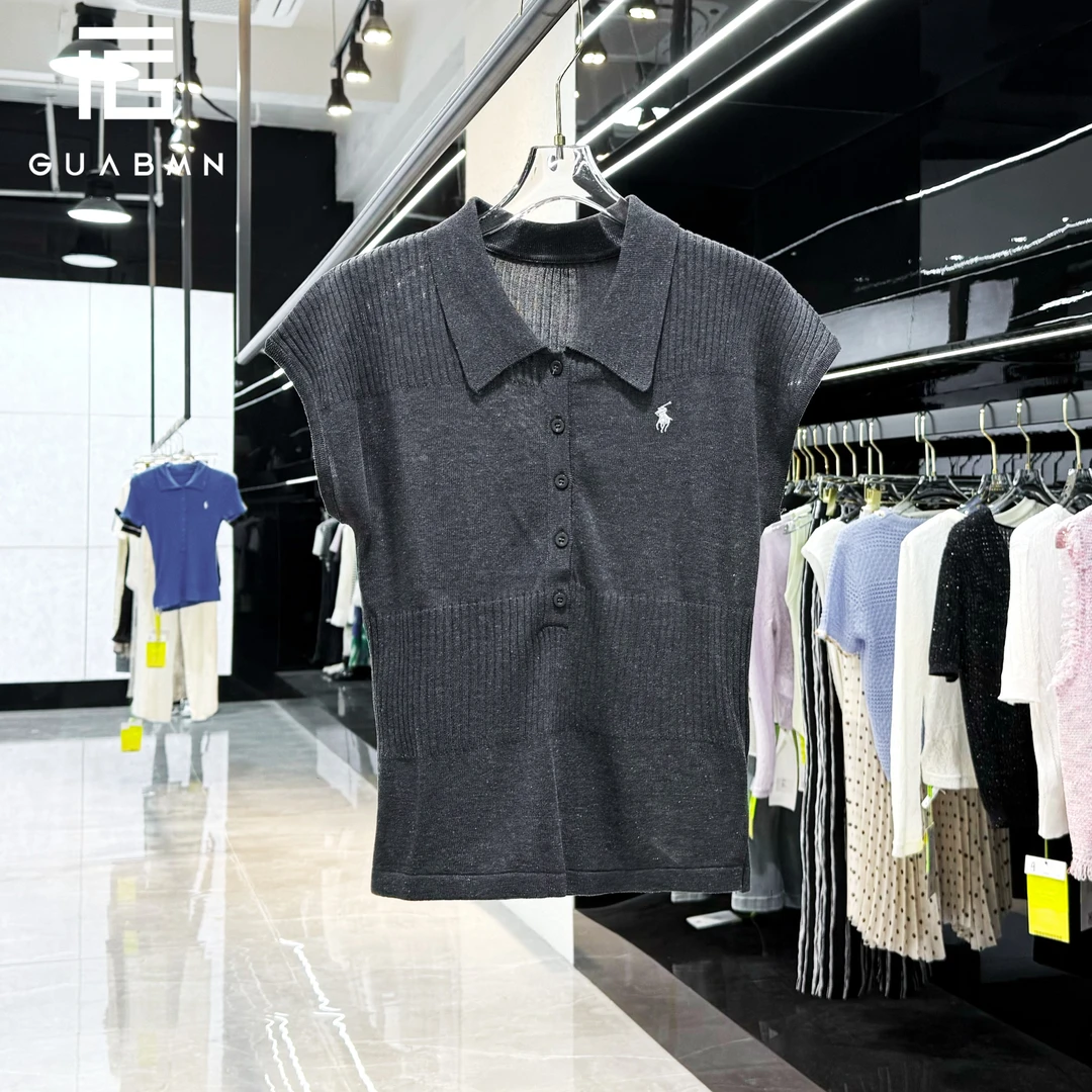 GUABMN2025夏季新款时尚百搭翻领修身刺绣小马上衣夏日穿搭5361