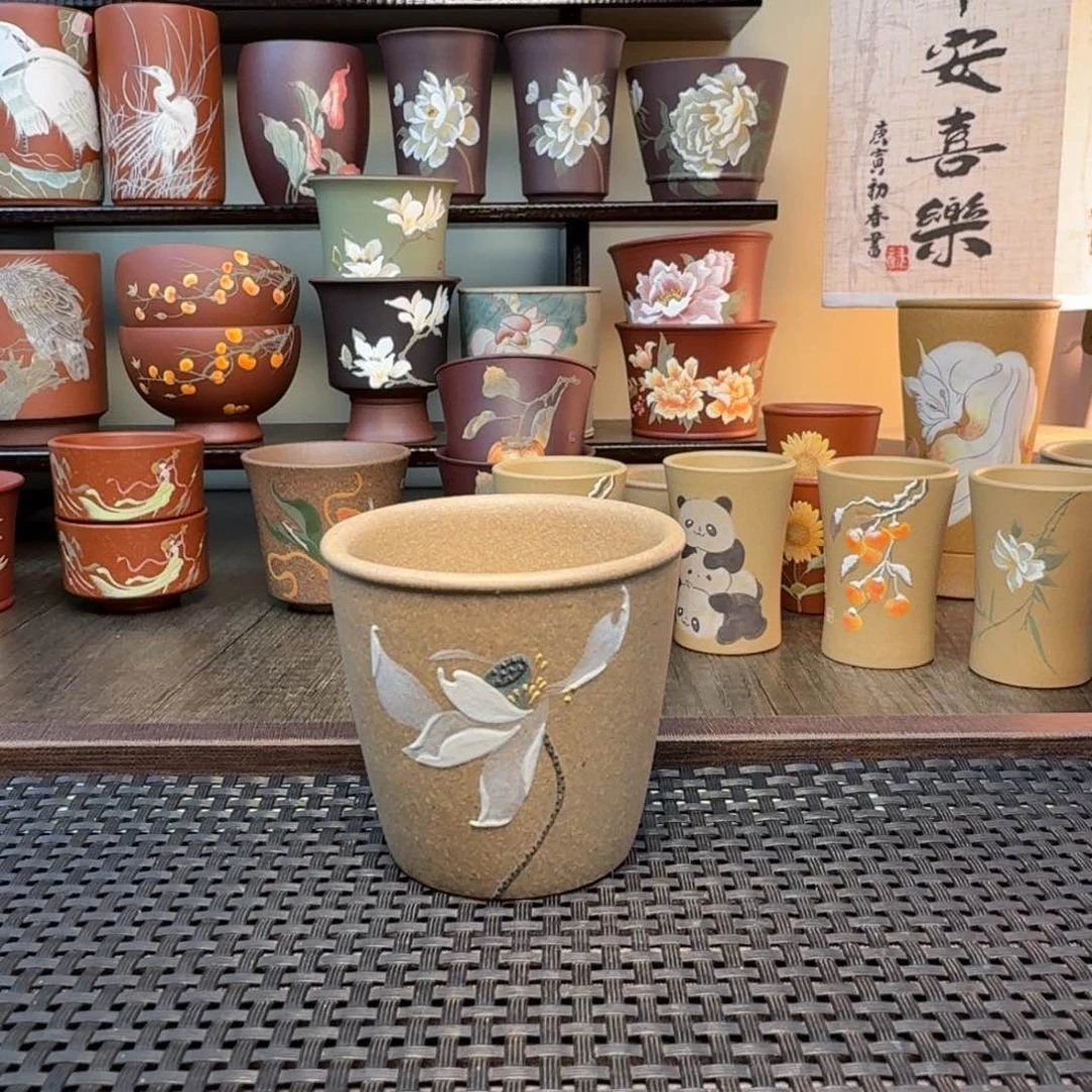 茶杯紫砂泥绘紫砂杯
