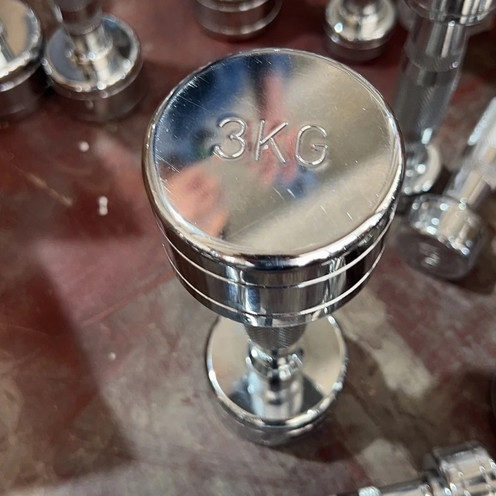 全新电镀纯钢哑铃3公斤一对