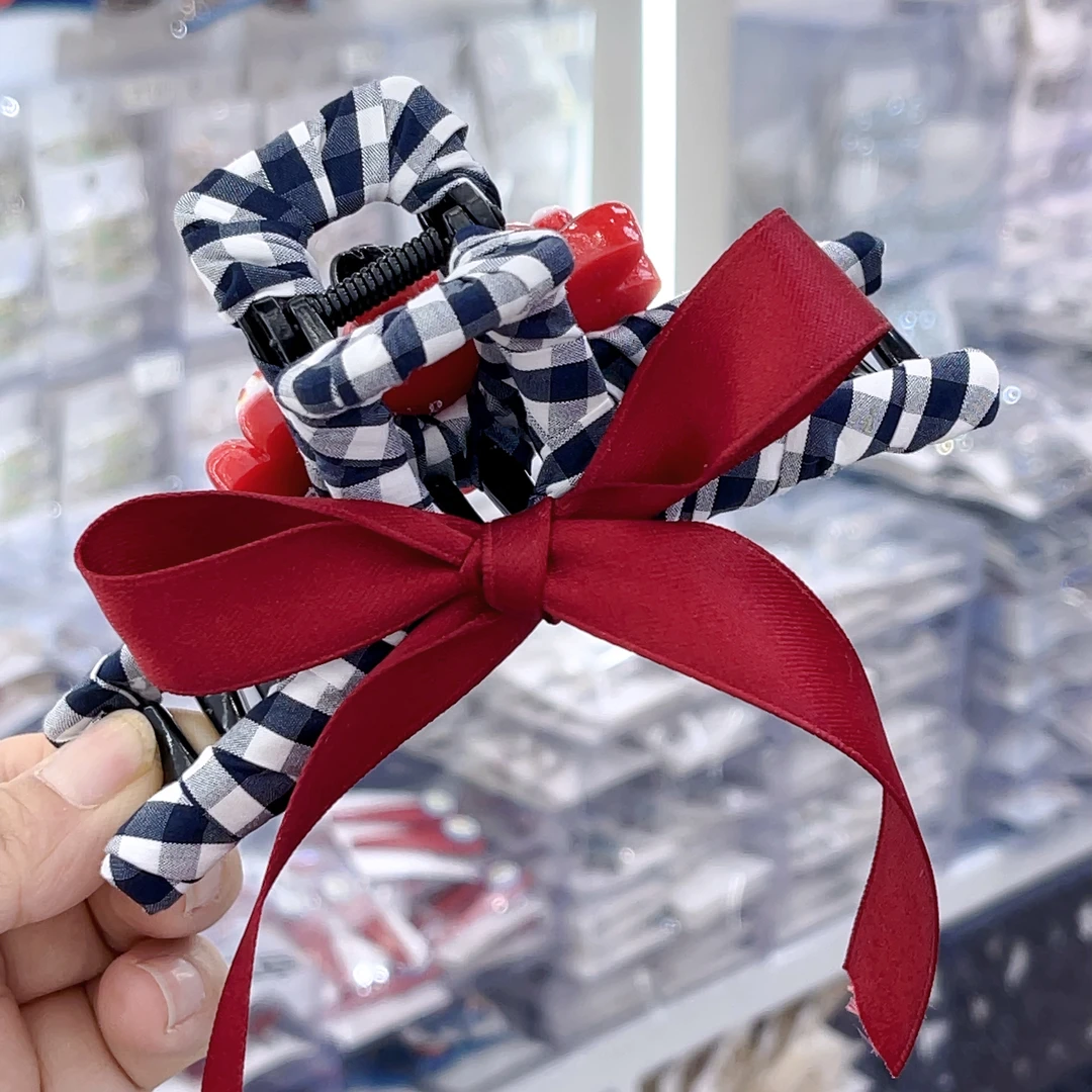 F711红色蝴蝶结13公分大抓夹