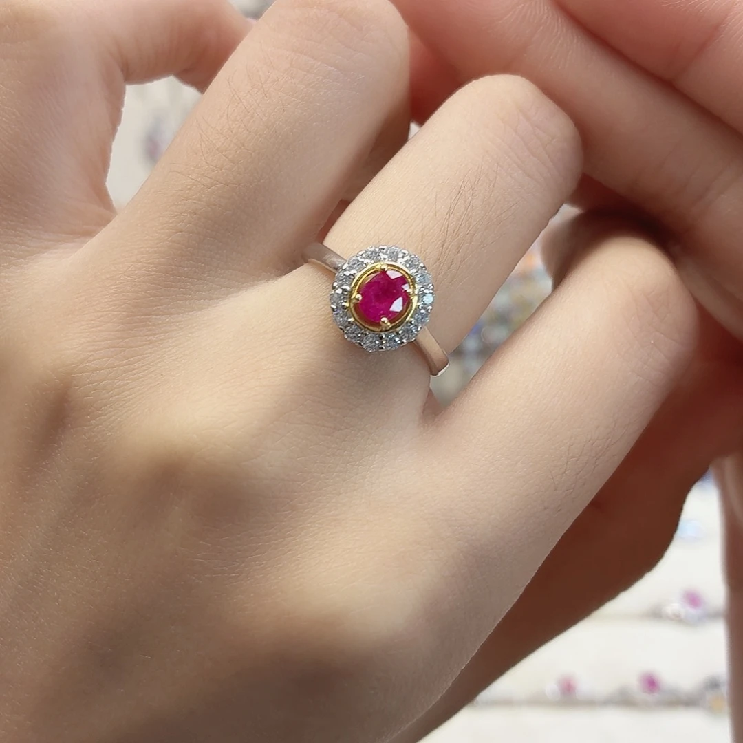红宝石戒指银S925镶嵌