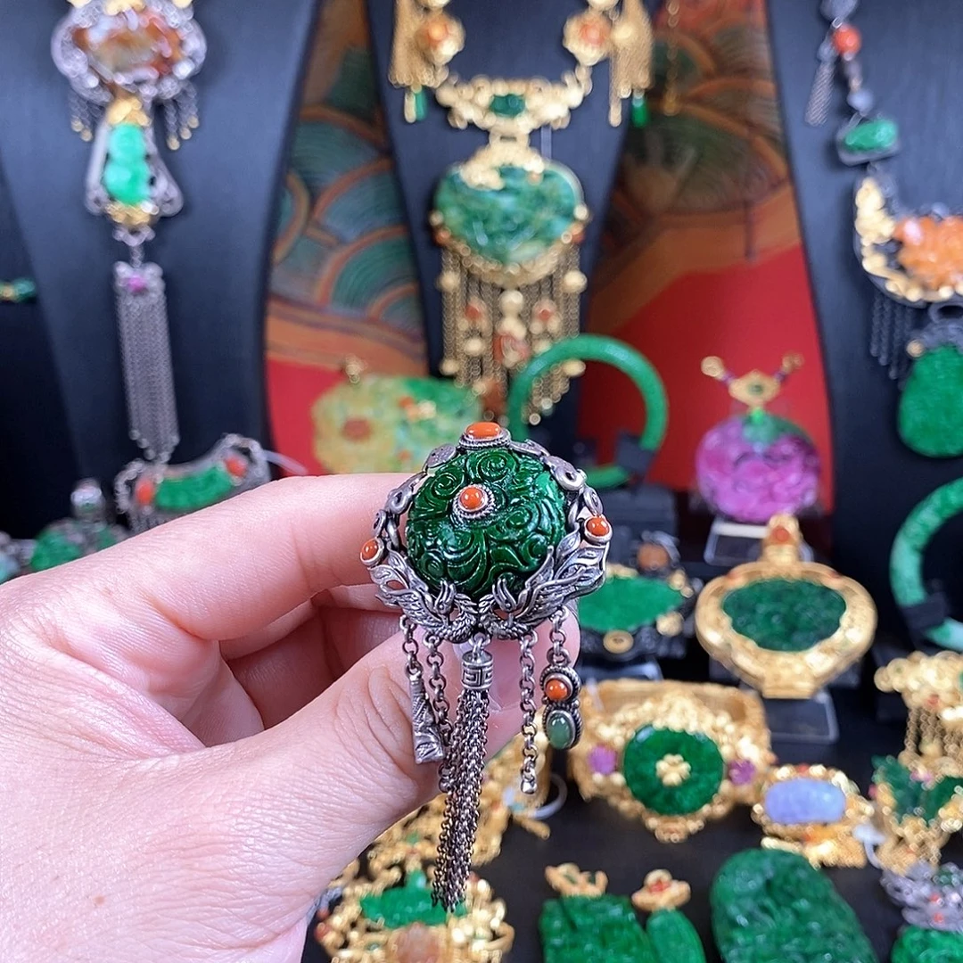 翡翠银S925镶嵌戒指戒指