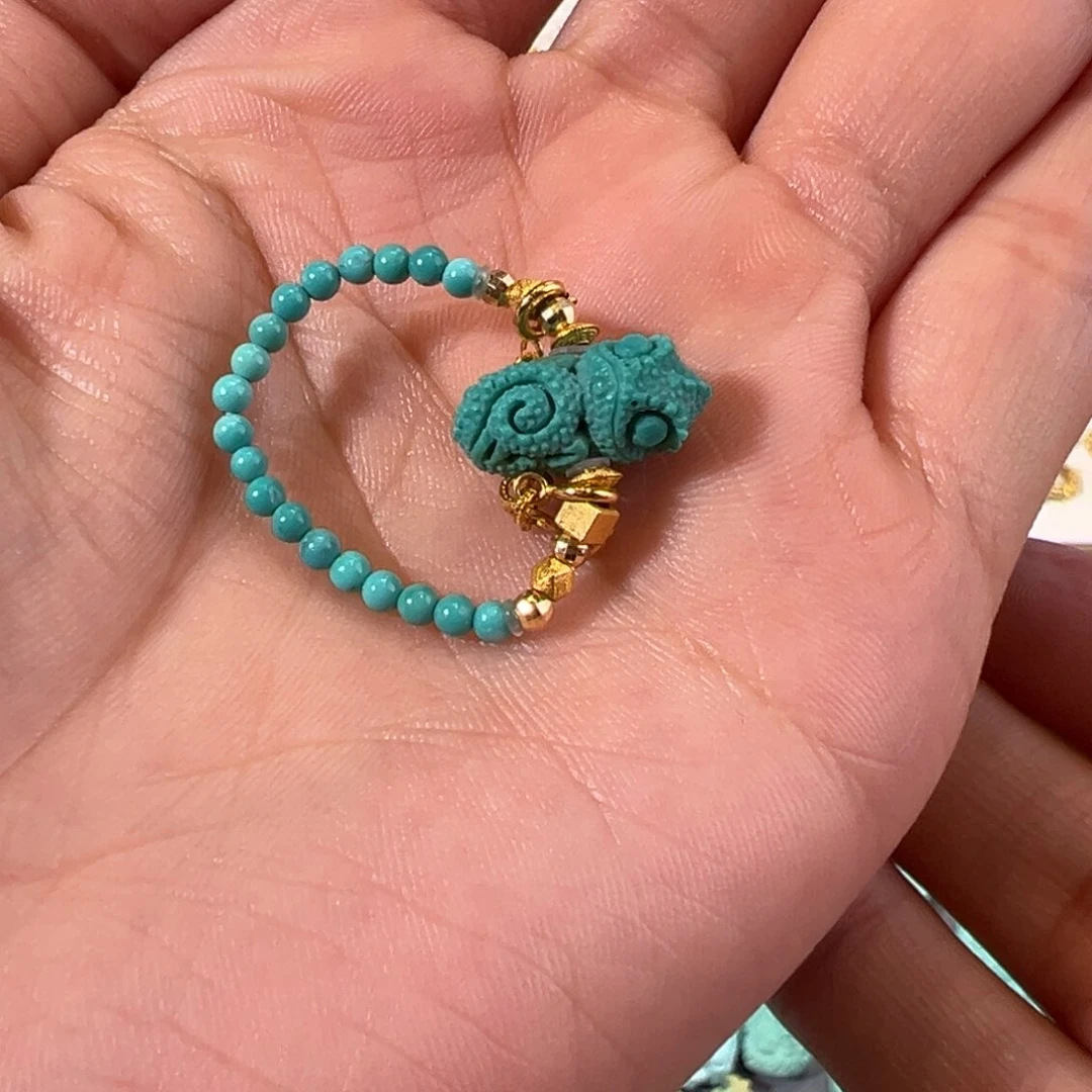 绿松石戒指18K金镶嵌戒指