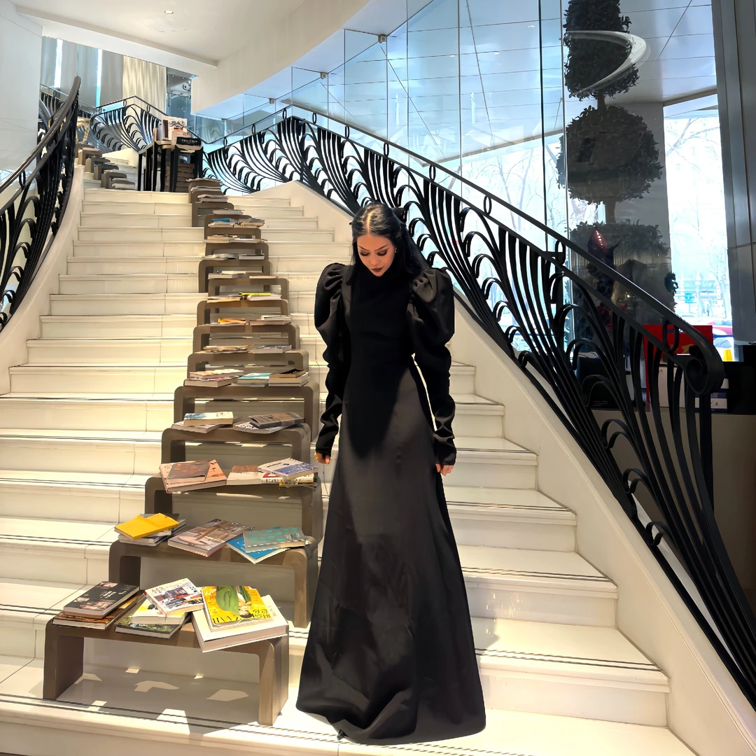 【MEYFIRA品牌高级设计款】41号显瘦气质长袖针织时尚黑色过膝秋冬