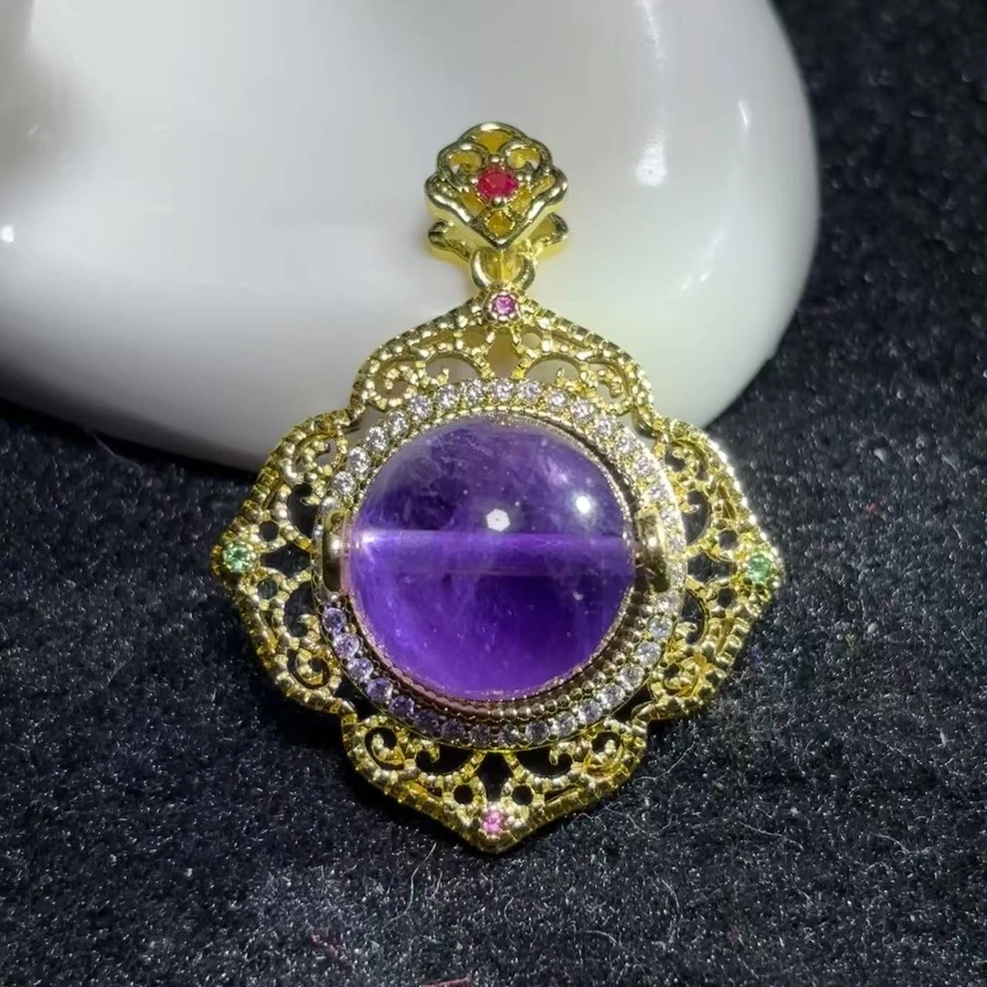 CT3948-舒俱晶紫水晶吊坠-配麻花链