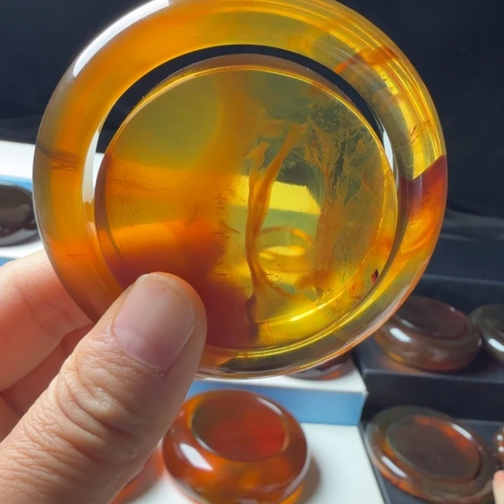 琥珀未镶嵌手镯金棕双色手镯