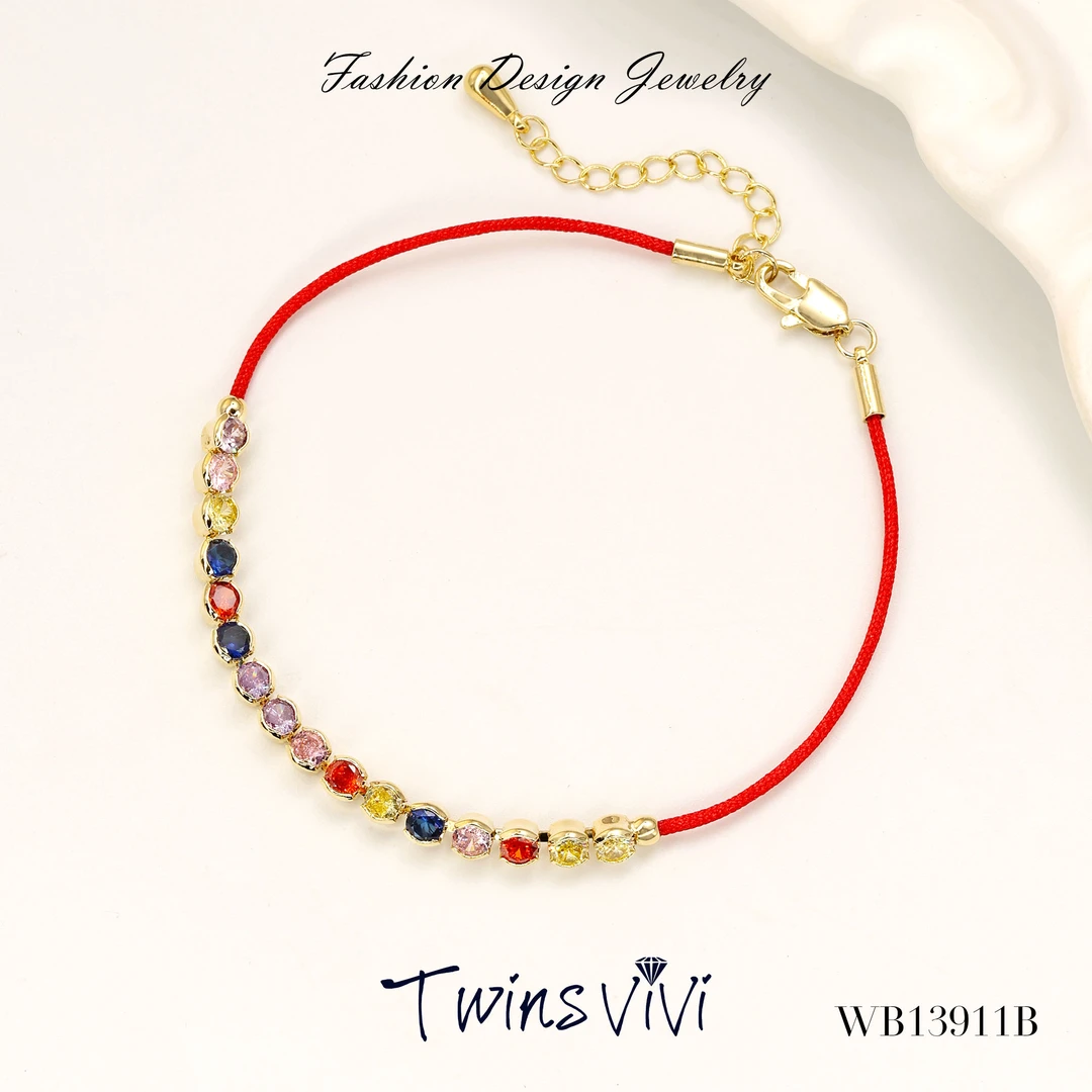 铜合金合成锆石手链 Twins VIVI  彩色缤纷红绳手链/WB13911