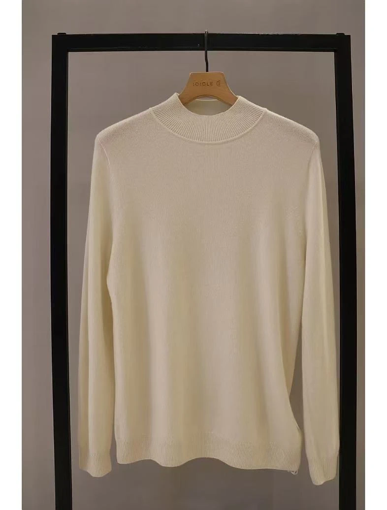 羊毛羊绒全毛系列~胸96-134长63圆领套头毛针织衫打底衫长袖 7399