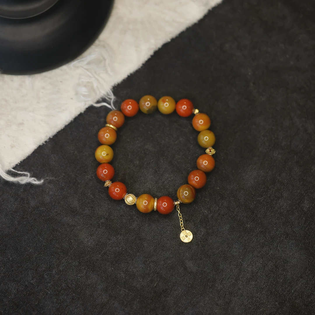 麦麦【映瑶】天然包浆纯天然南红+18K手串多样性发一