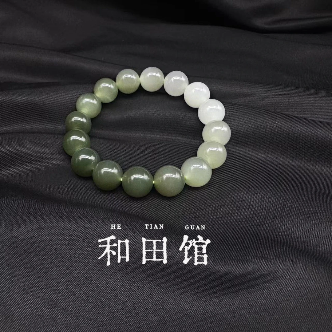 （昆仑鉴玉）和田玉手串晴水渐变SC9单颗12mm