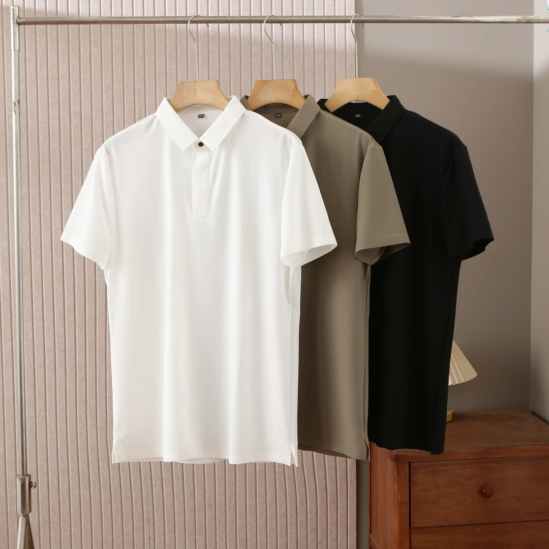 24909-男士新款夏季无痕薄款短袖挺括速干休闲弹力净版翻领POLO衫