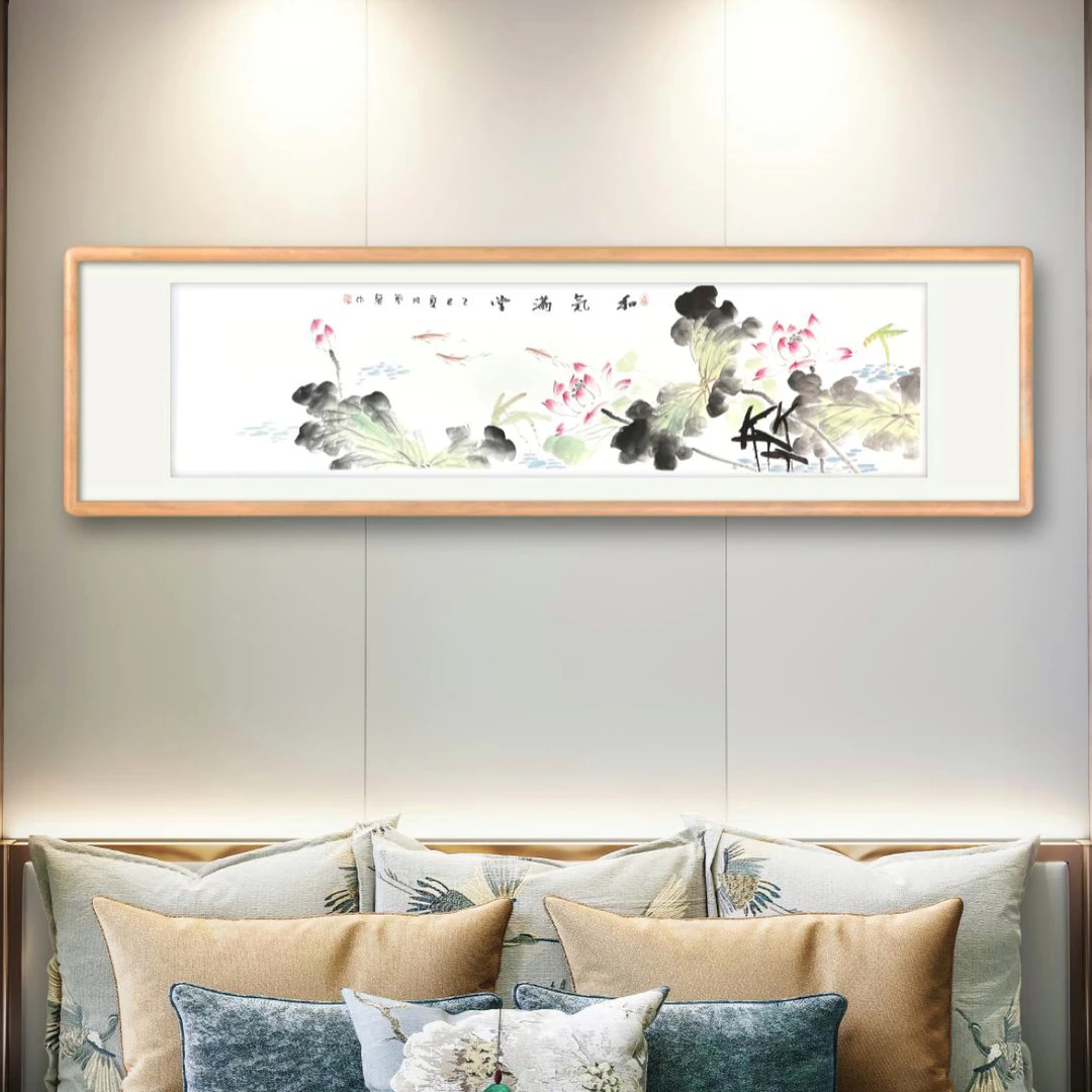 《和气满堂》纯手绘国画花鸟画办公室沙发背景墙挂画带装裱155*45