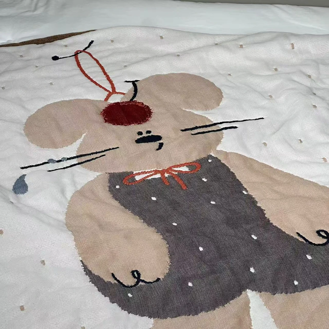 【京かわ会社】 多层纱布四季盖毯120*150cm 卖萌兔