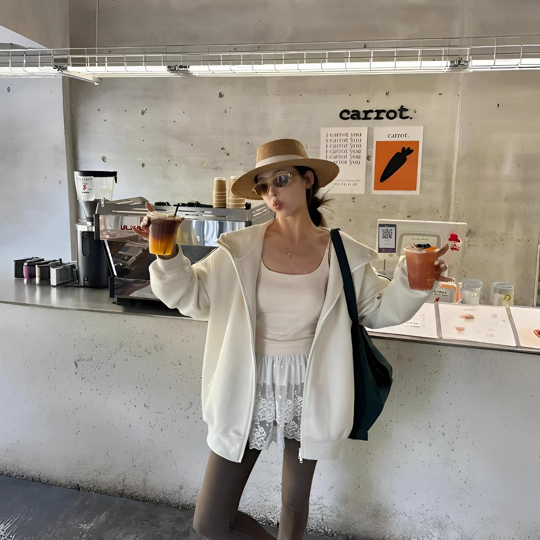 TTOO新款洋气长袖休闲夏季透气薄款连帽宽松韩版卫衣外套女运动