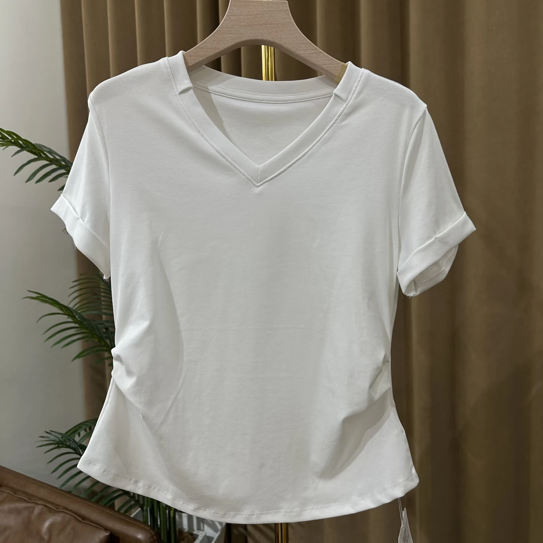 短袖体恤女2025年夏季新款设计感小衫收腰显瘦女装上衣