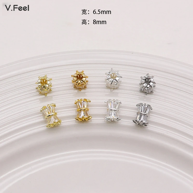 V.FEEL14k镀金保色镶锆石小蛮腰隔珠项链隔珠隔片手工diy饰品配件