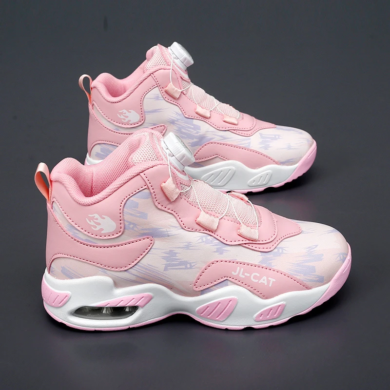 儿童皮面高帮篮球鞋小学生运动鞋秋冬鞋子男女孩子气垫底跑步鞋