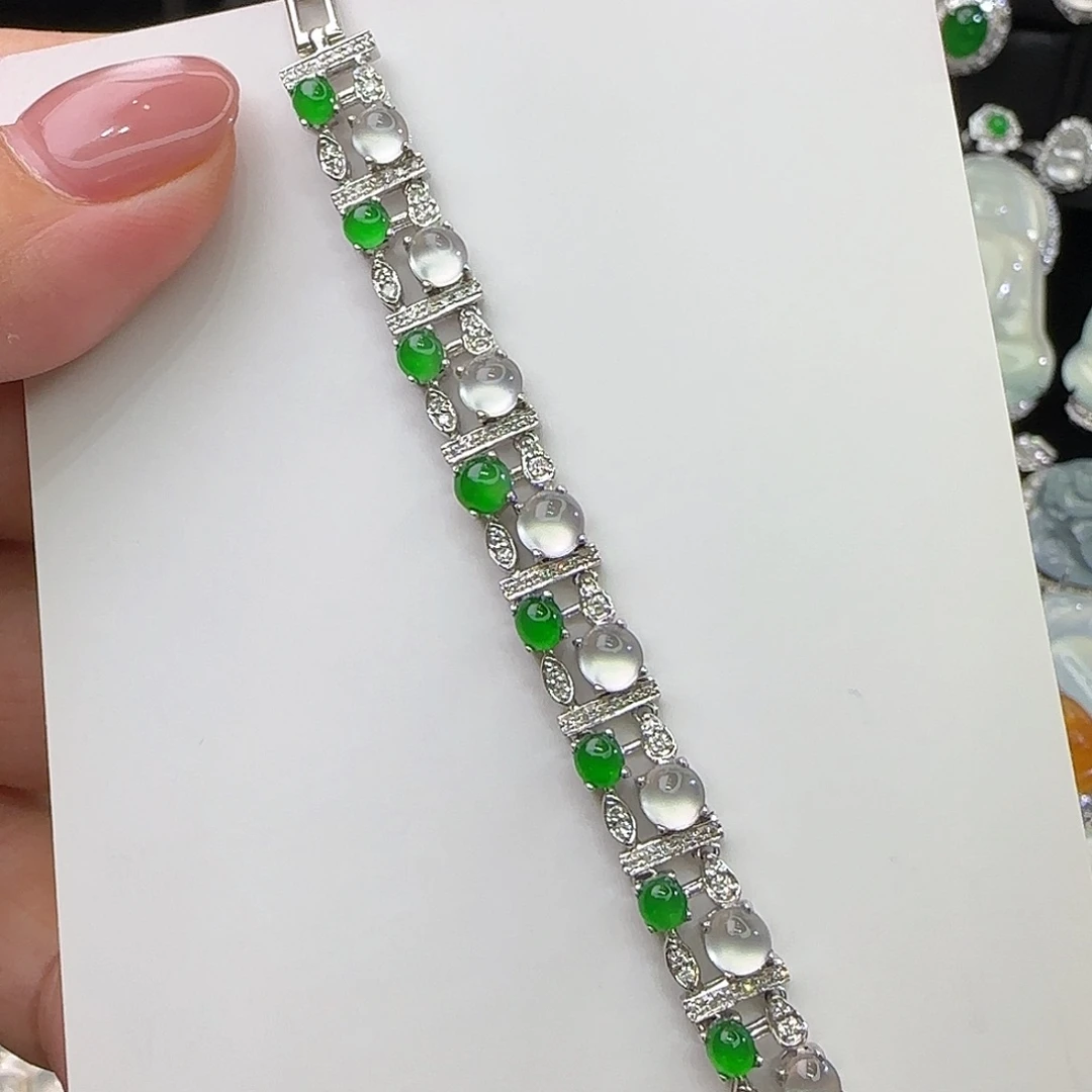 18K金镶嵌手链翡翠天然翡翠