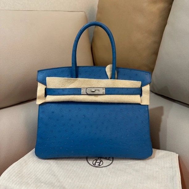 99新 Hermes/爱马仕 爱马仕birkin30马耳他蓝手提包