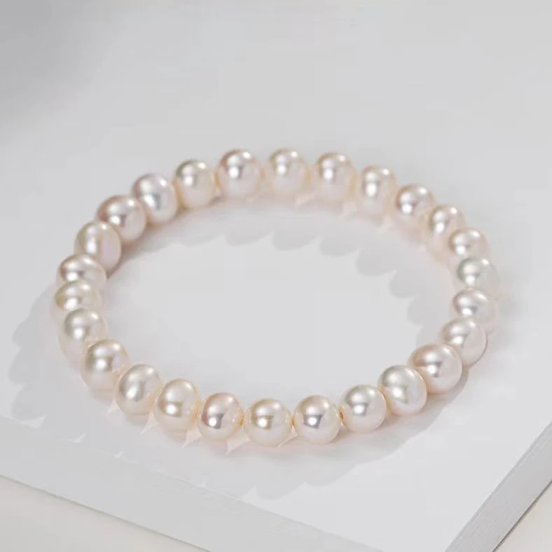 【星辰】约6-7mm淡水无核珍珠手链气质经典白粉强光百搭DSL00665