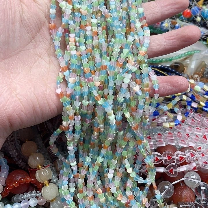 玛瑙/玉髓珠宝半成品未镶嵌2条4mm猫眼爱心