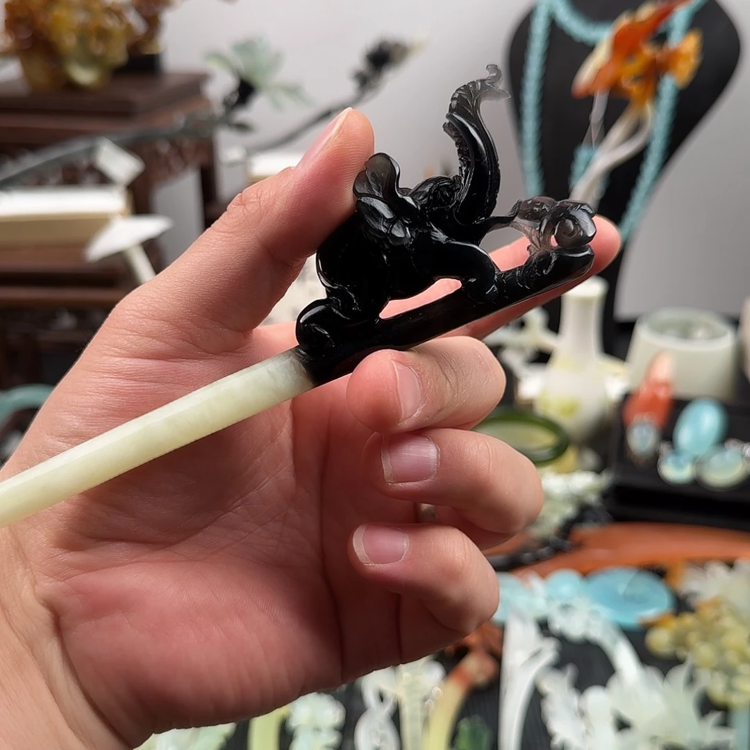 蛇纹石玉未镶嵌发饰