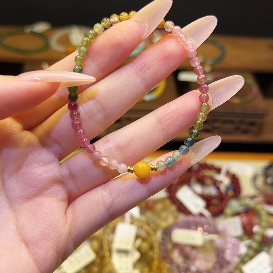 水晶手链银S925镶嵌碧玺1341