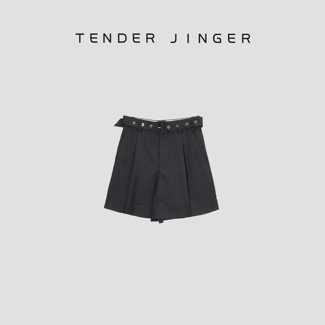 【黑标】休闲女高腰系带羊毛短裤T43SJL281S