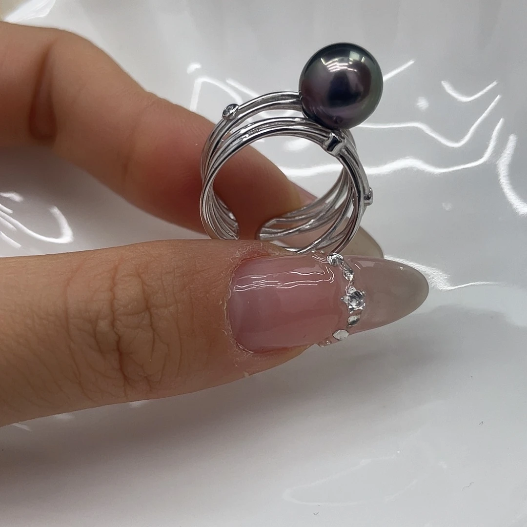 银S925镶嵌海水珍珠戒指