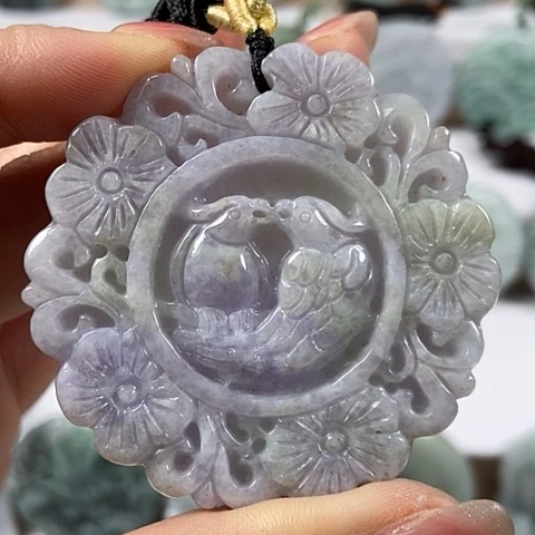 翡翠颈饰未镶嵌喜上眉梢鸟语花香福利