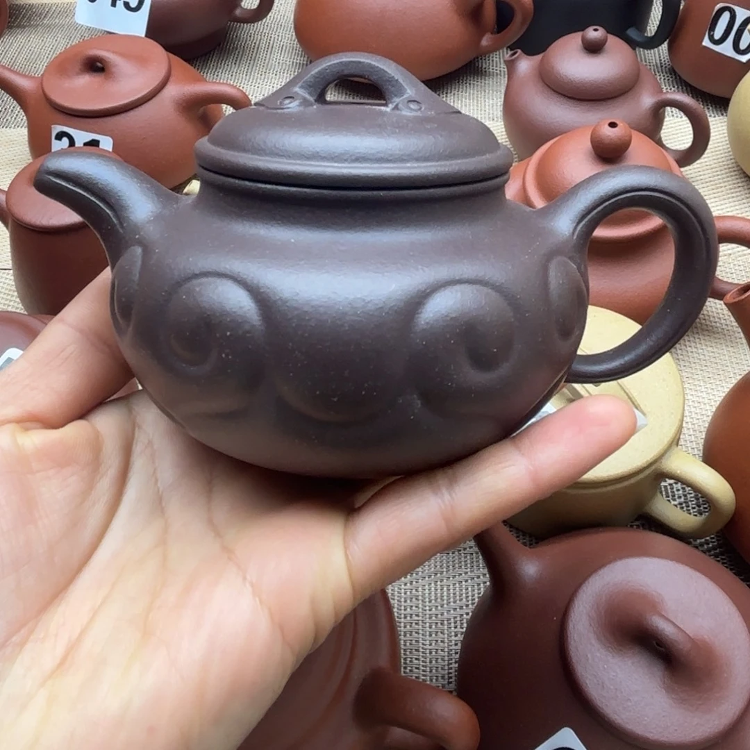艾***员茶壶紫砂天青泥仿古如意200cc