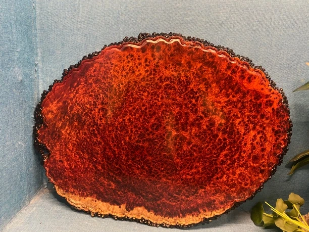 缅甸花梨干泡台茶盘茶台茶几实木家具实心尺寸：44*33*1.2