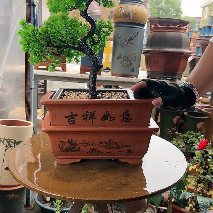 宜兴紫砂花盆26+26红马槽