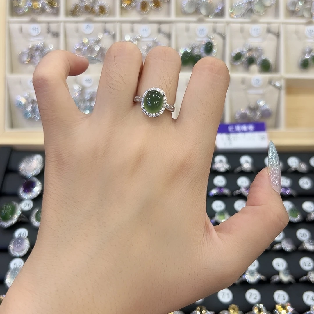 银S925镶嵌戒指水晶