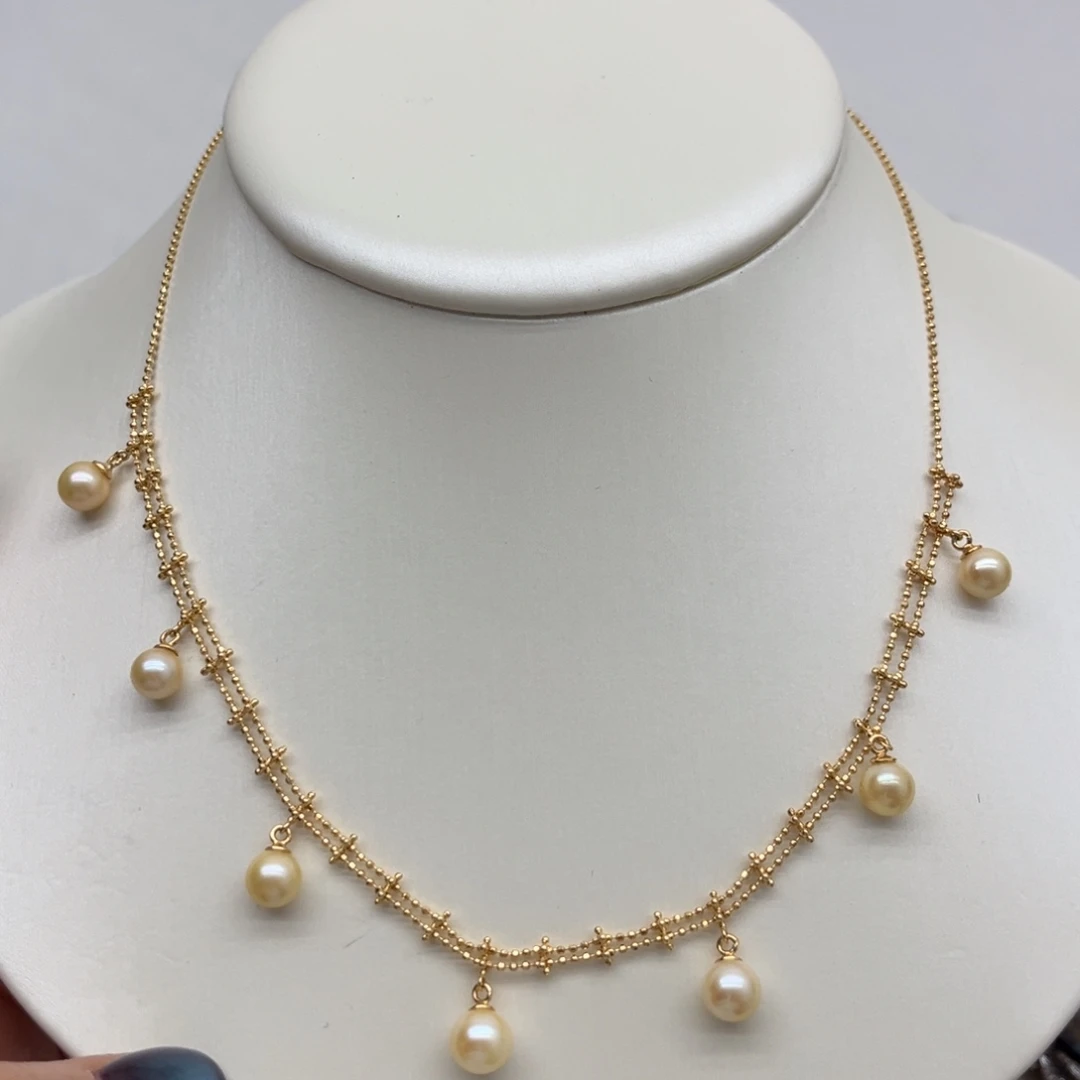 海水珍珠银S925镶嵌项链