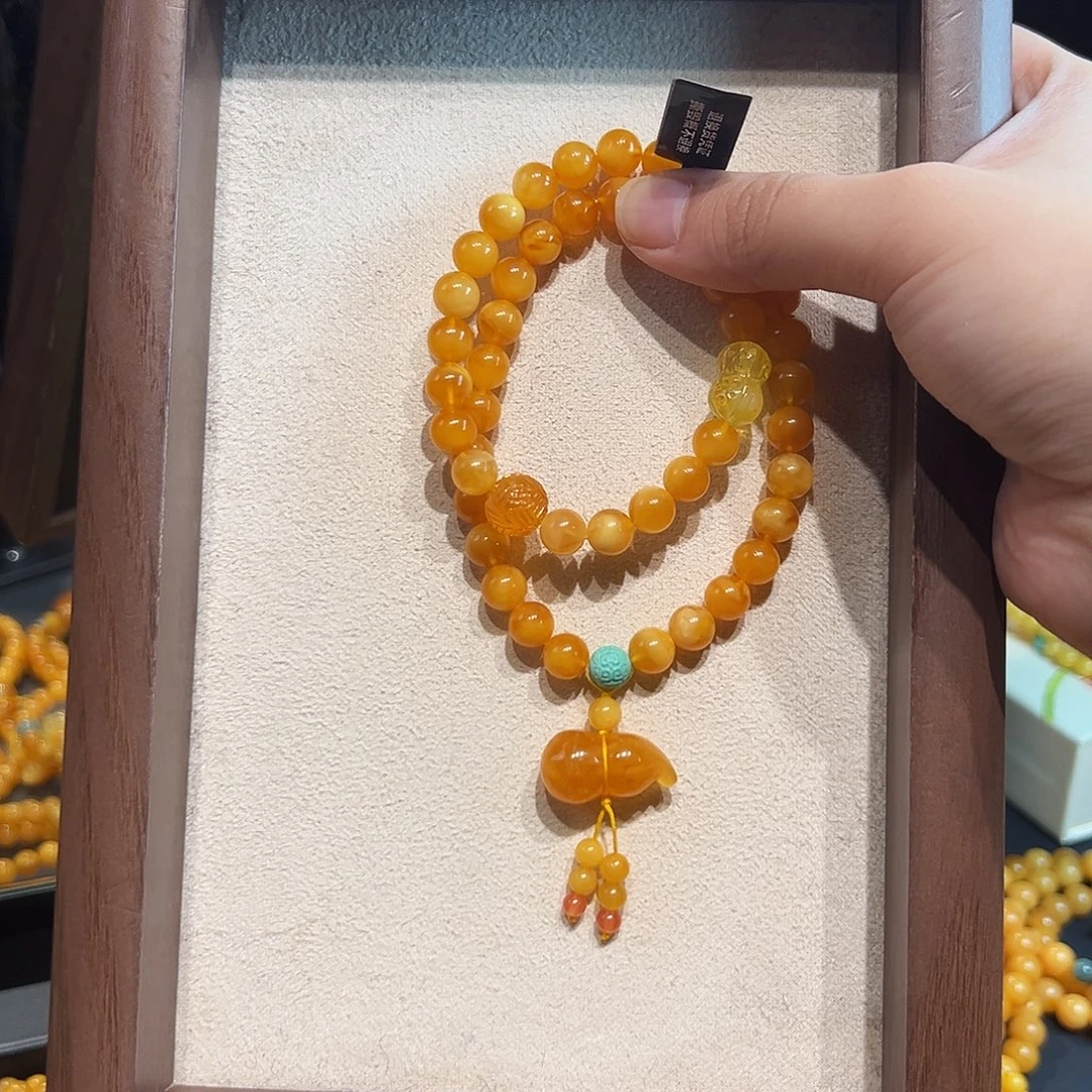 蜜蜡未镶嵌手链7.8mm蜜蜡手串